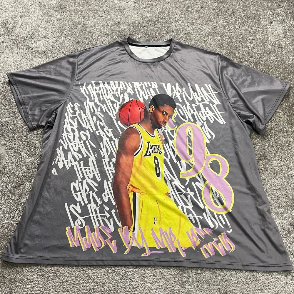Unbranded Graphic T-Shirt Mens Big 7X Gray Kobe Bryant Lakers Jersey Basketball